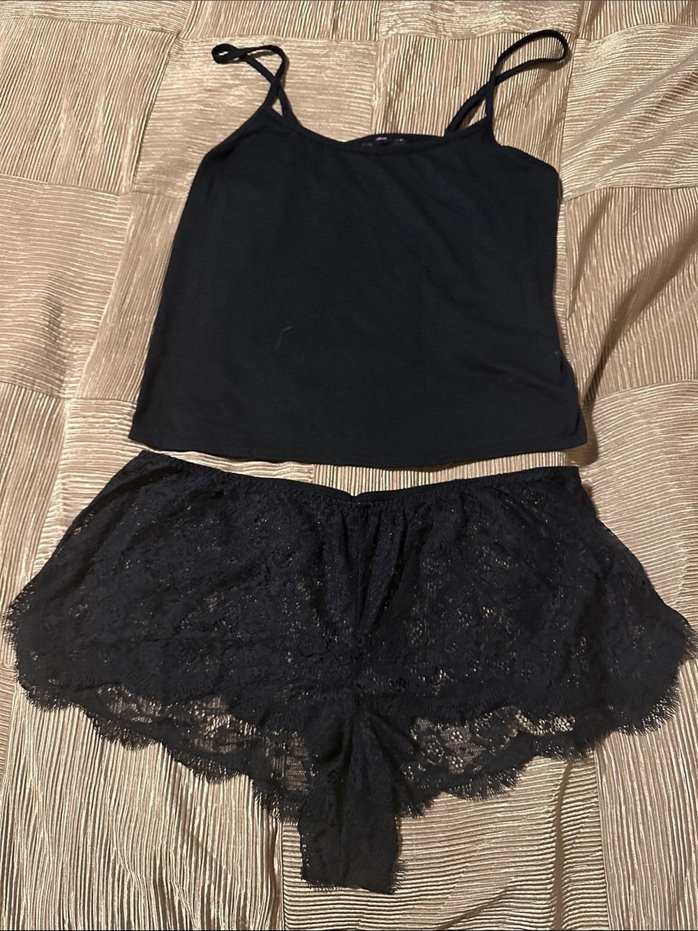 Adore Me Black Lace Cami and Sleep Shorts Set